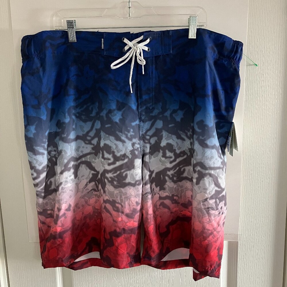 Ocean + Coast Mens  Blue/Gray/Red Board Shorts XXL $45 retail New With Tags